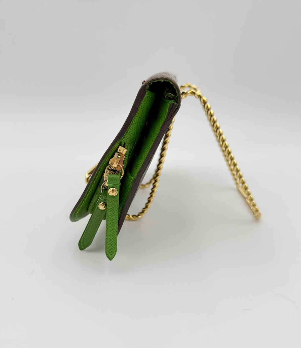 Louis Vuitton Insolite Wallet with bright green interior and gold hardware