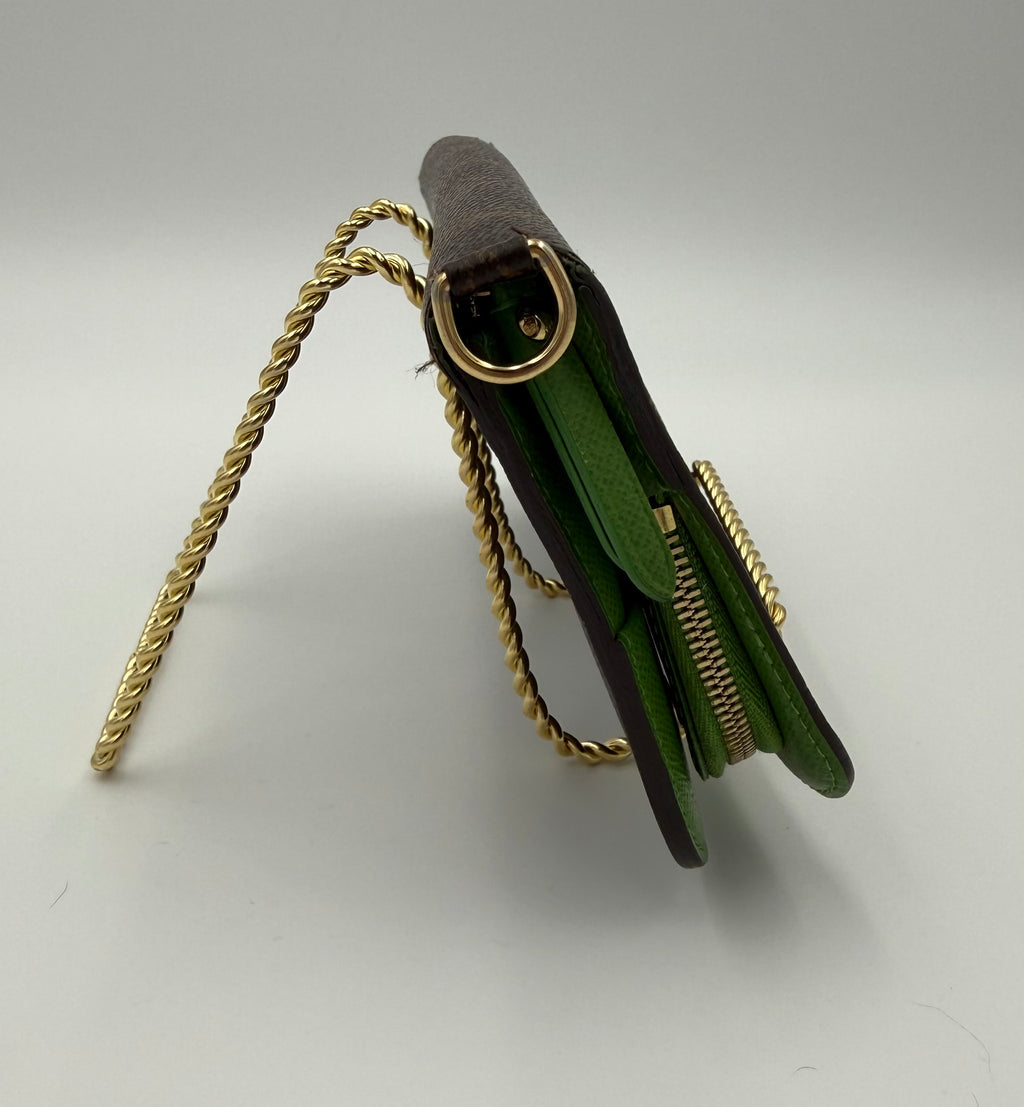 Louis Vuitton Insolite Wallet with bright green interior and gold hardware