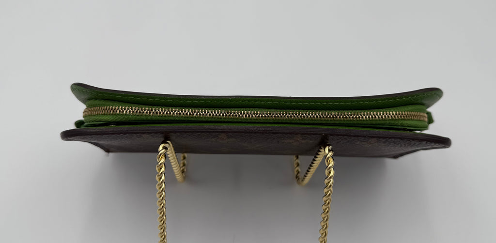Louis Vuitton Insolite Wallet with bright green interior and gold hardware
