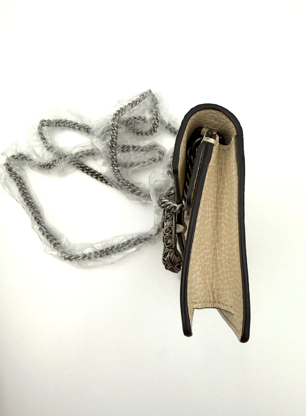 Gucci Dionysus Super Mini Chain Bag – Neutral Leather (Full Set)