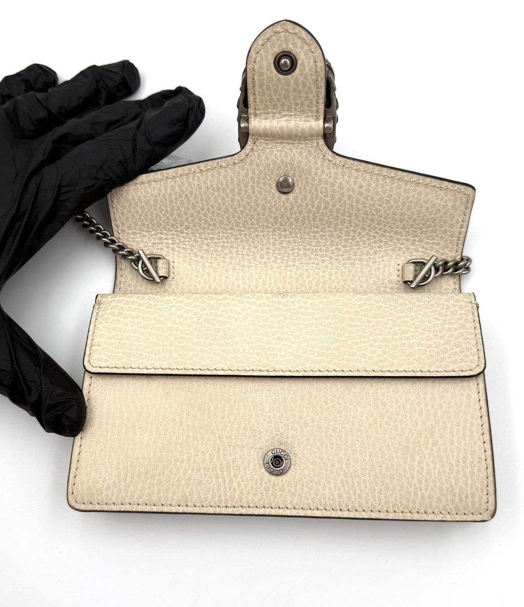 Gucci Dionysus Super Mini Chain Bag – Neutral Leather (Full Set)