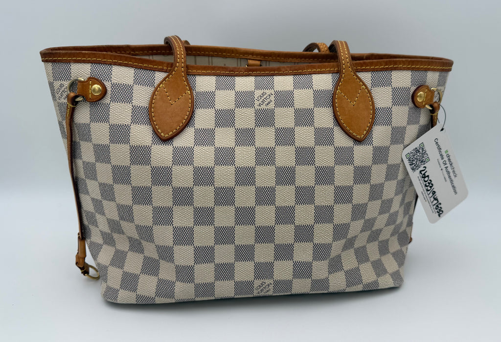 Louis Vuitton Neverfull PM + Matching Wallet | Damier Azur Set (Good Pre-Owned)