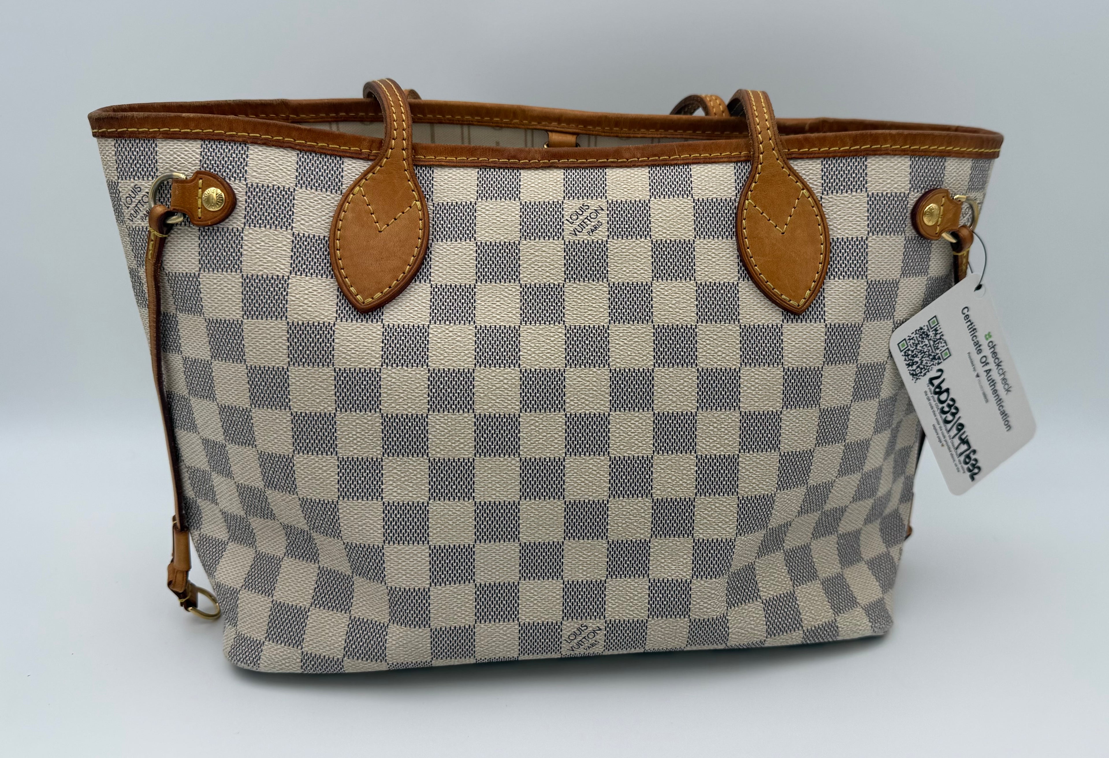 Louis Vuitton Neverfull PM + Matching Wallet | Damier Azur Set (Good Pre-Owned)