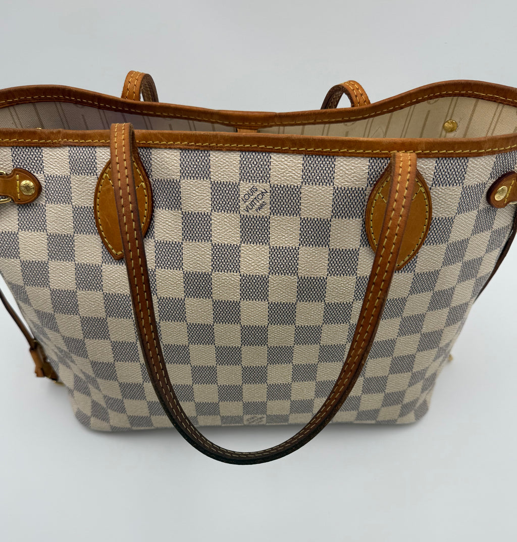 Louis Vuitton Neverfull PM + Matching Wallet | Damier Azur Set (Good Pre-Owned)