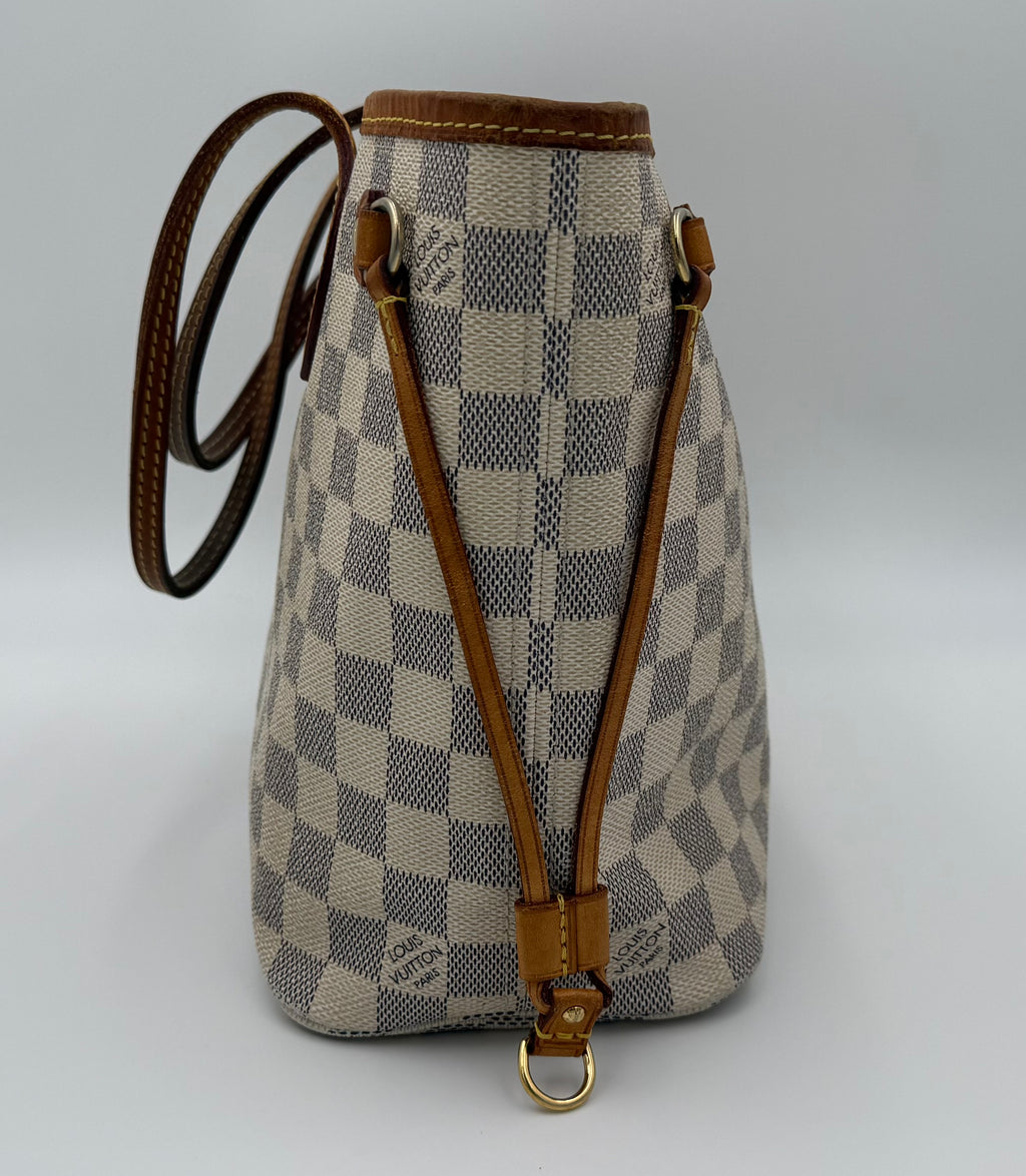 Louis Vuitton Neverfull PM + Matching Wallet | Damier Azur Set (Good Pre-Owned)
