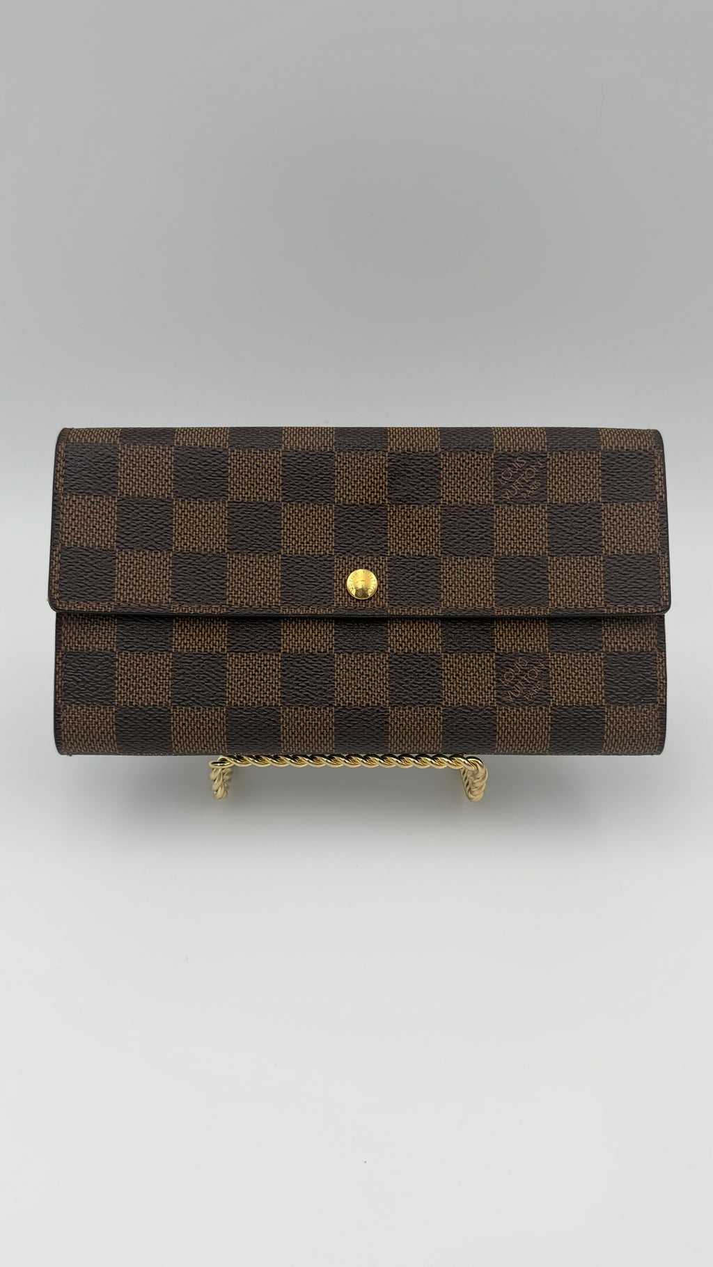 Louis Vuitton Damier Ebene long wallet, brown checkered canvas, authentic pre-owned