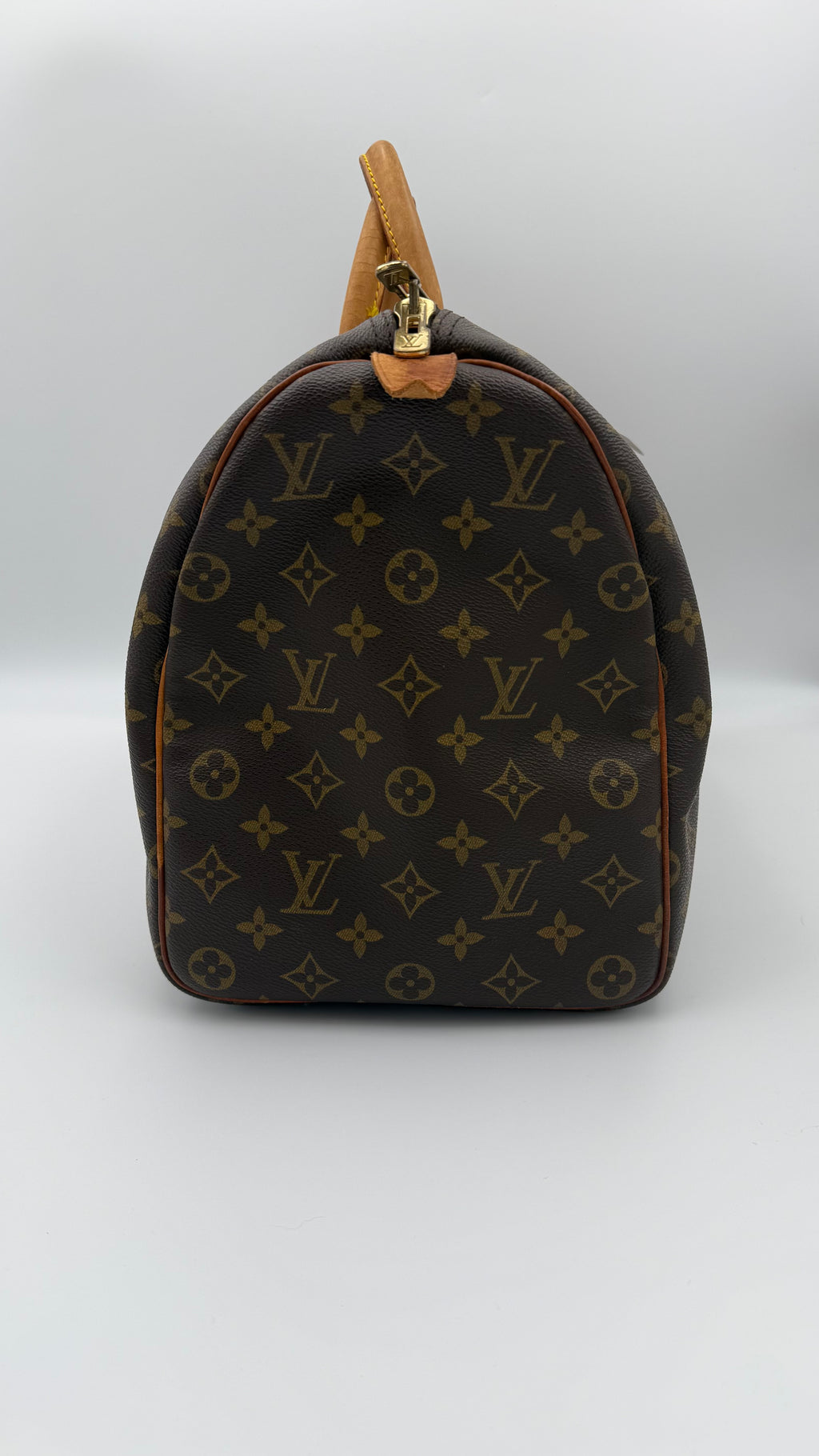 Louis Vuitton monogram handbag on a white background