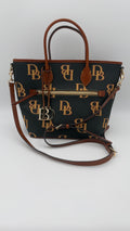 Dooney & Bourke Monogram Tote – Brown Leather Trim (Very Good Pre-Owned)