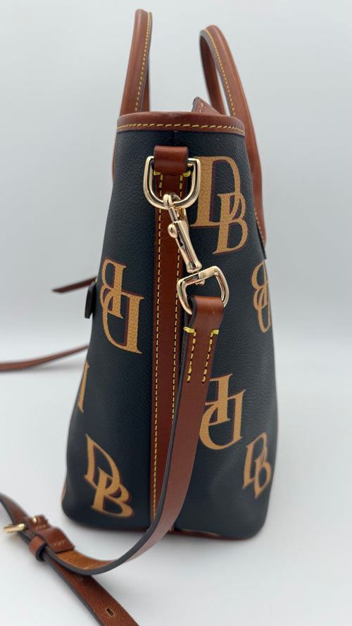 Dooney & Bourke Monogram Tote – Brown Leather Trim (Very Good Pre-Owned)