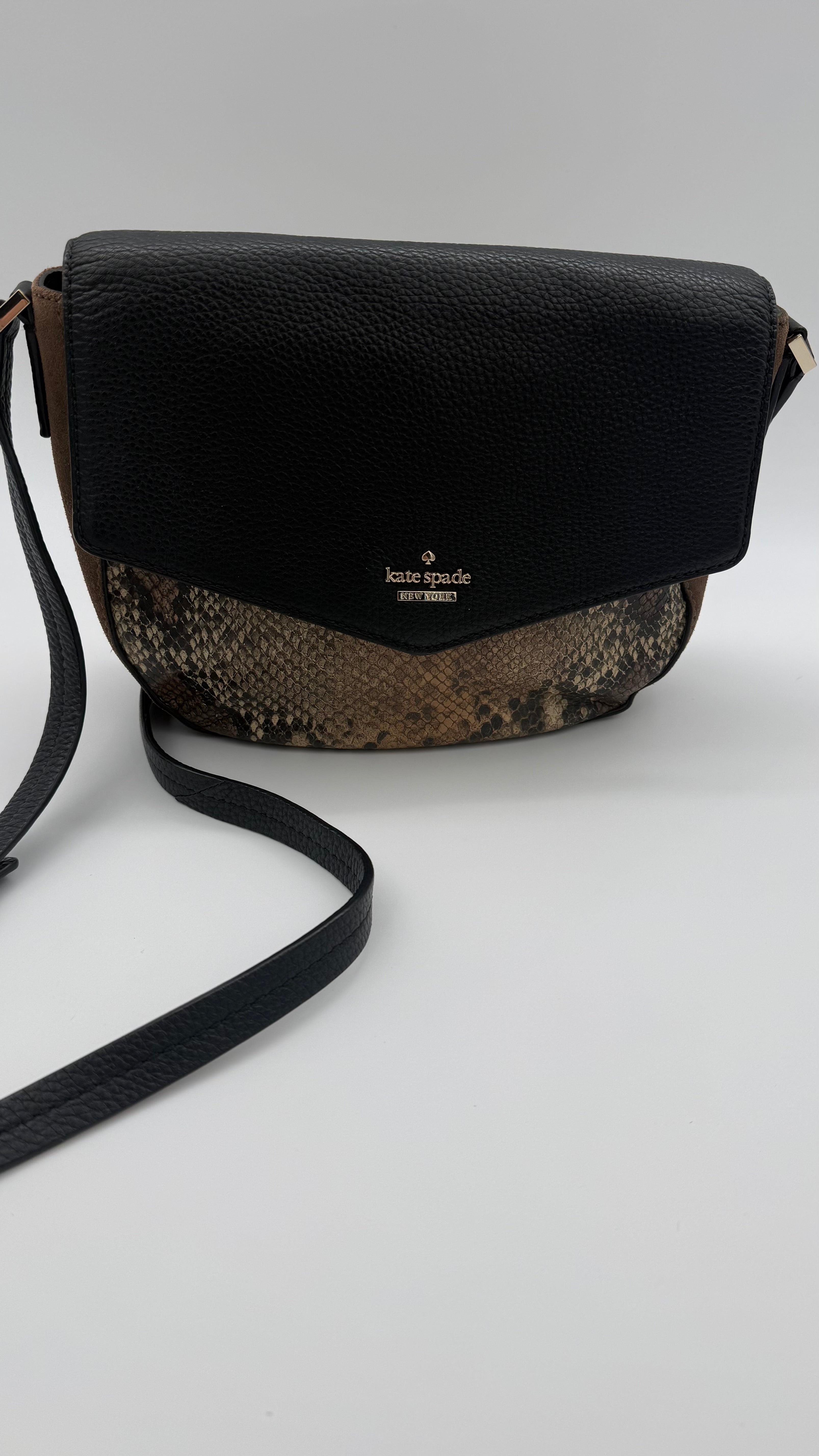 Kate Spade Snake Print Leather & Suede Crossbody – Very Good Pre-Owned