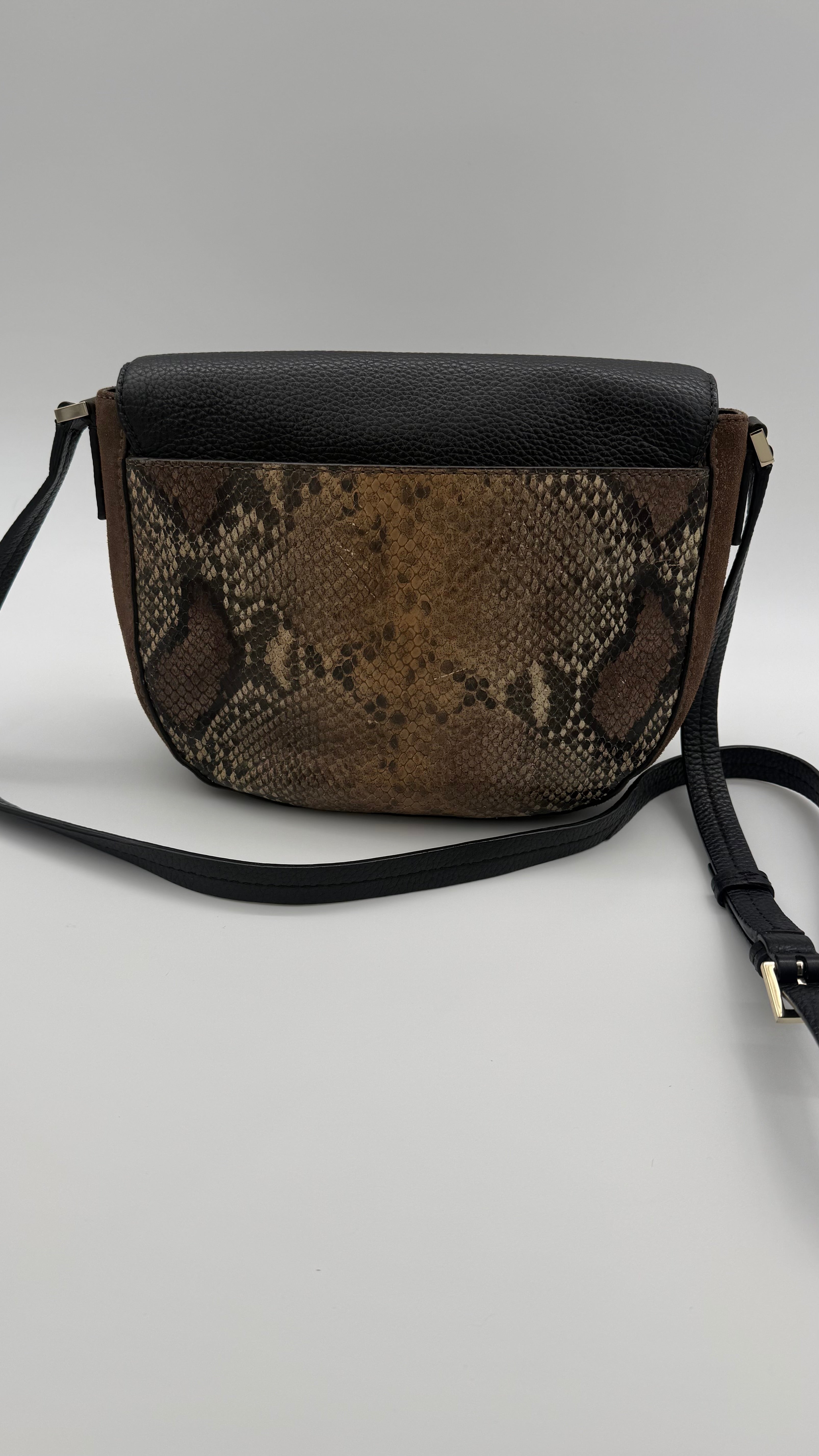 Kate Spade Snake Print Leather & Suede Crossbody – Very Good Pre-Owned