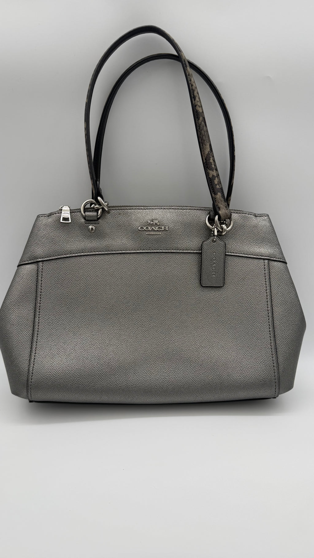 Coach Metallic Pewter Leather Satchel – Very Good Pre-Owned