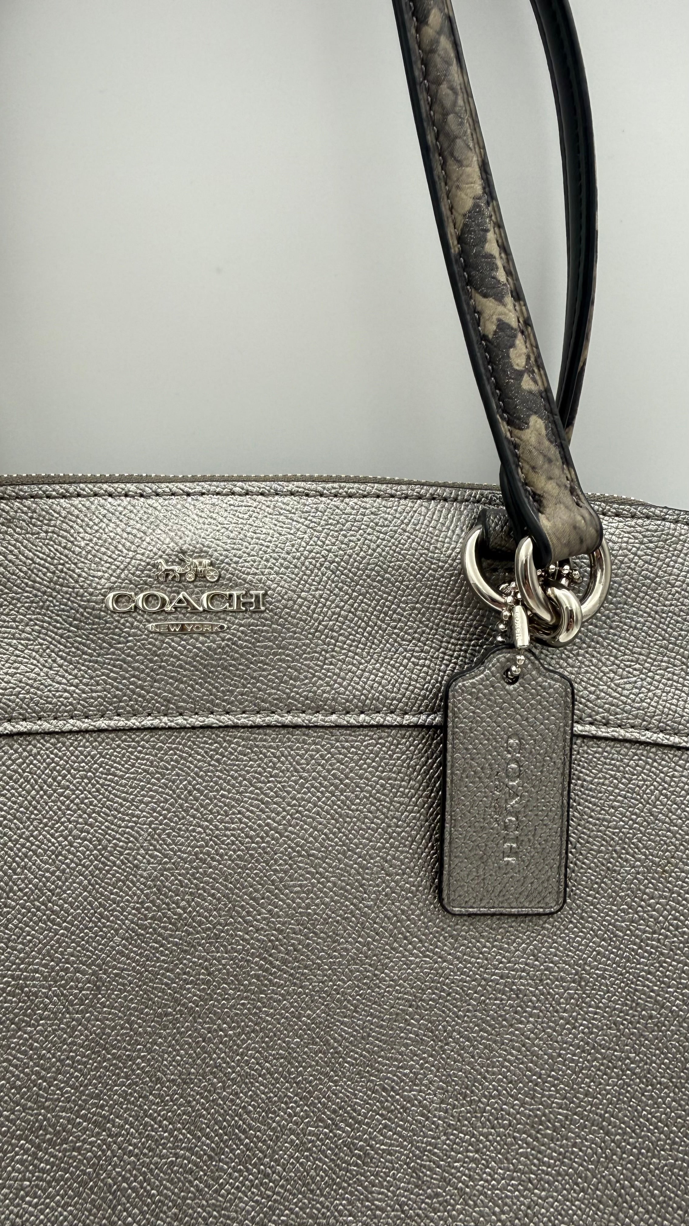 Coach Metallic Pewter Leather Satchel – Very Good Pre-Owned